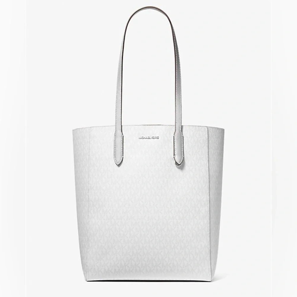 NWT MICHAEL Michael Kors Vincent Large Logo Tote Bag With Card Case Ivory